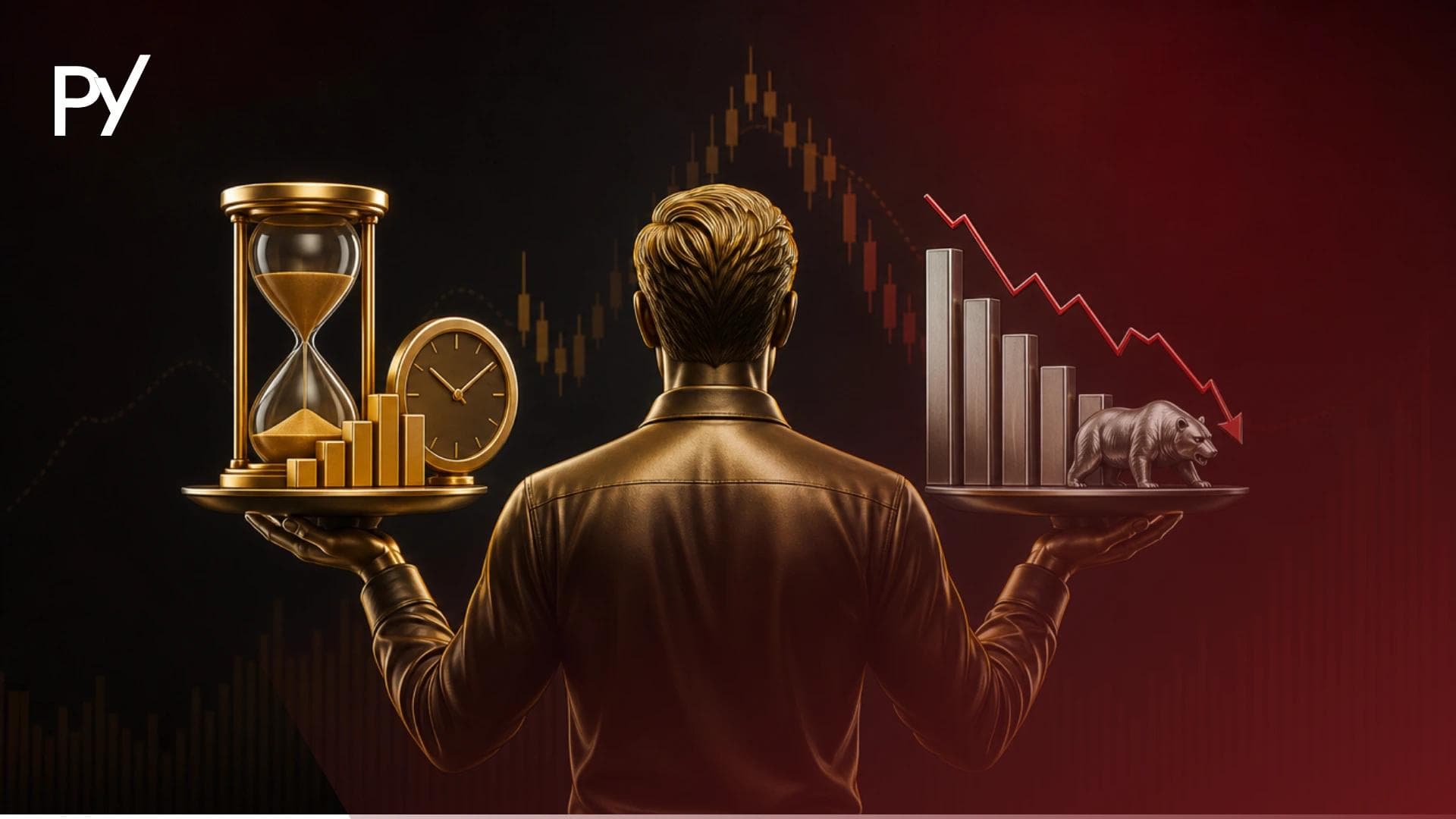 Illustration balancing day trading risk, equity drawdown, and potential financial reward.