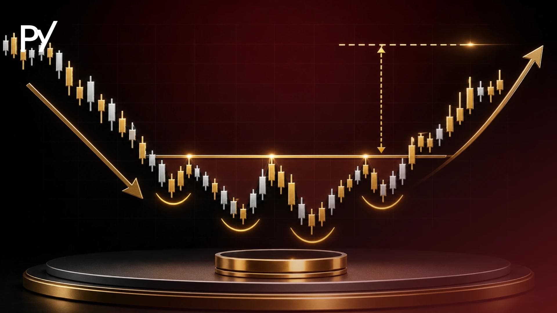 Inverse head and shoulders pattern overview showing left shoulder, head, right shoulder, and neckline.