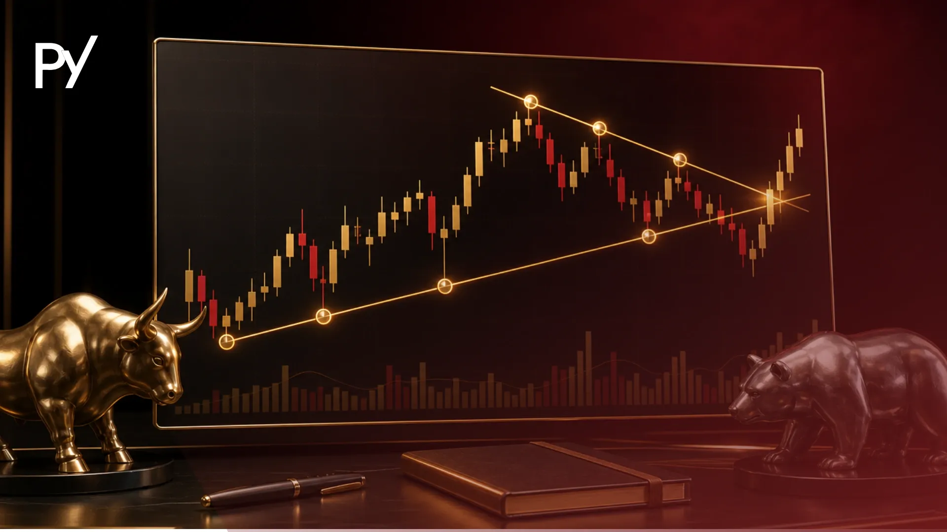 Trendline trading strategy diagram showing uptrend dynamic support and downtrend dynamic resistance levels on a price chart.