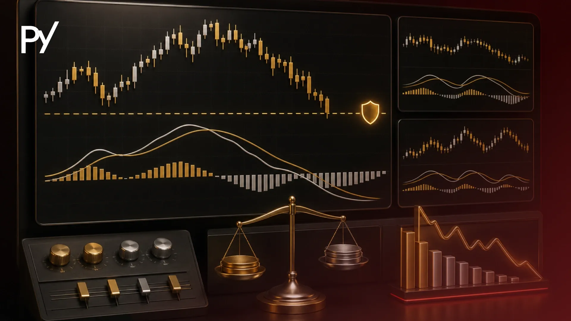 Visual overview of MACD indicator settings applied to prop trading charts.