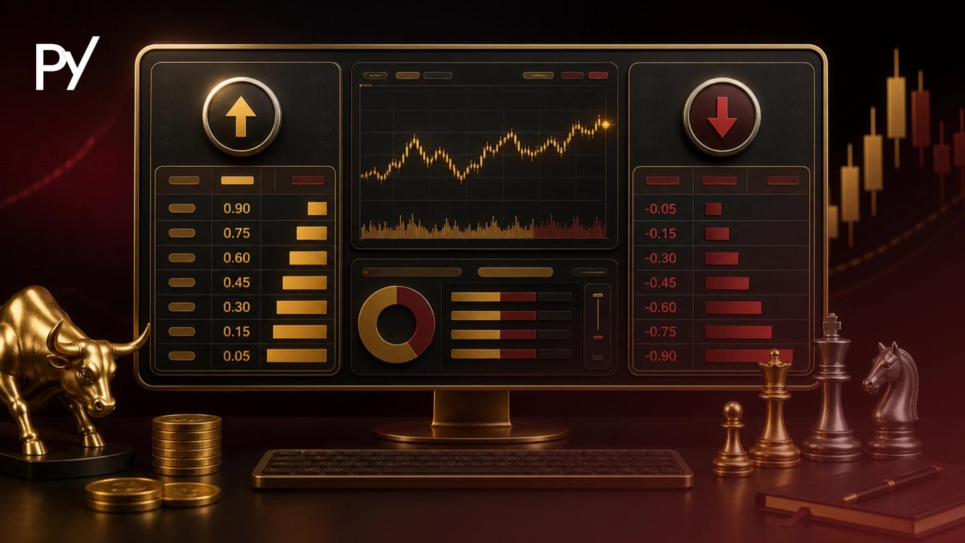 Options pricing terminal interface with Delta values highlighting positive and negative directional shifts across call and put contracts.
