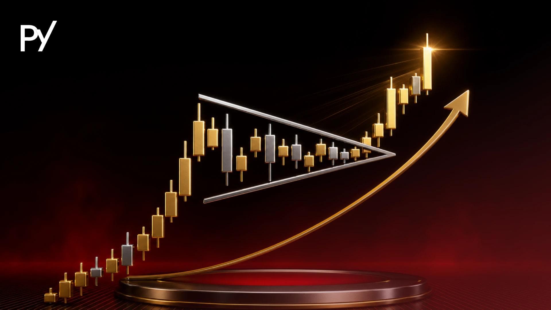 Bull pennant chart pattern structure showing flagpole, consolidation, and breakout.
