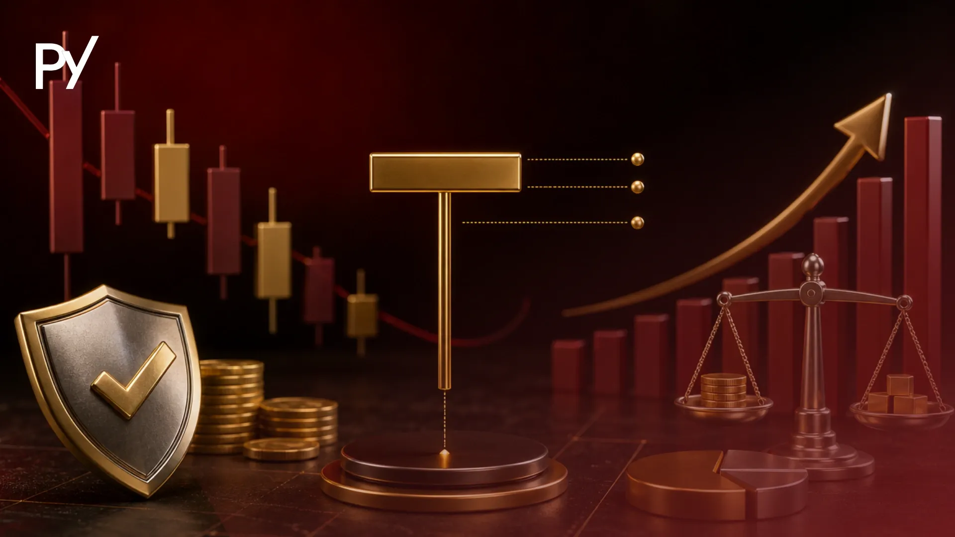 Conceptual cover illustration of a Dragonfly Doji candlestick pattern showing price rejection and bullish market reversal.