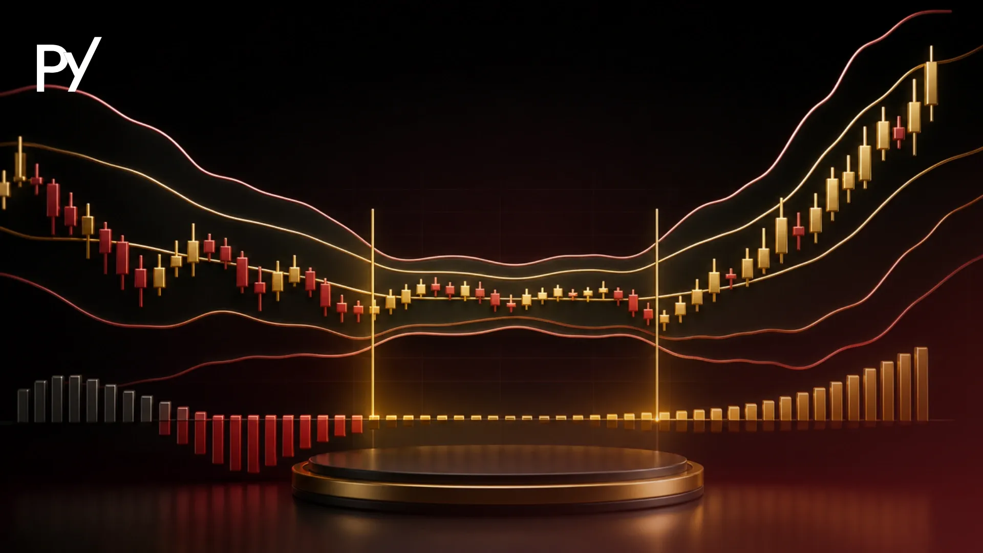 Squeeze momentum indicator showing volatility compression and expansion on a trading chart