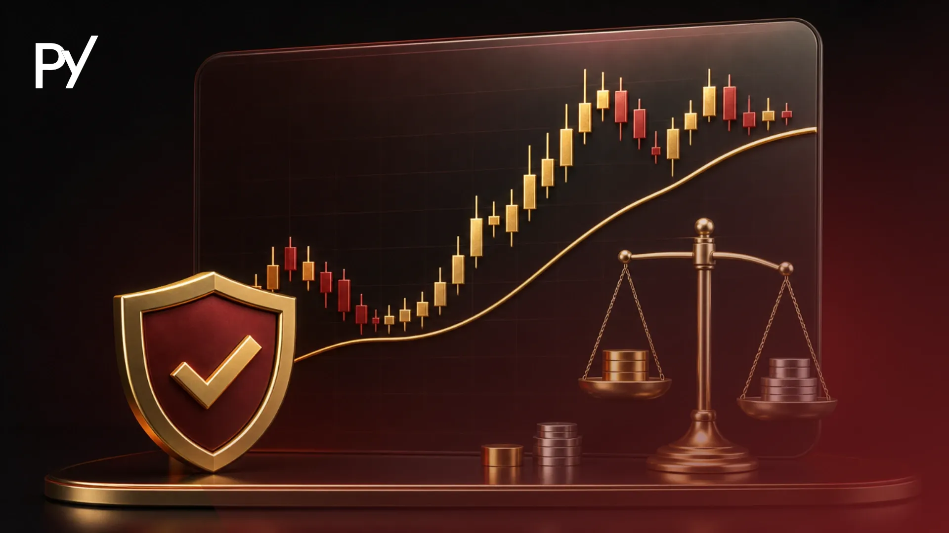 Conceptual cover illustration of moving average trend filtering combined with risk management and account protection tools.