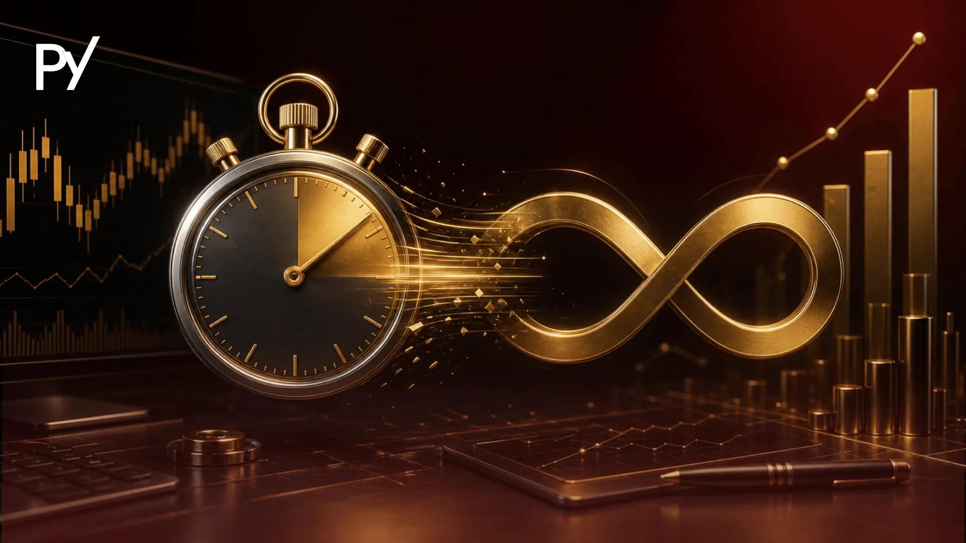 Illustration of trading account time limit evolution from countdown timer to unlimited trading days.