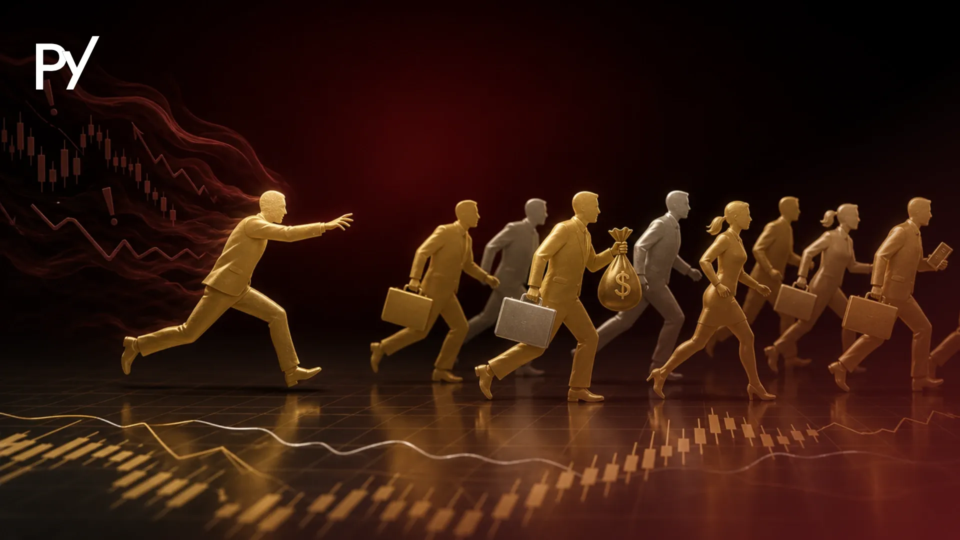 Illustration of a trader attempting a late market entry.