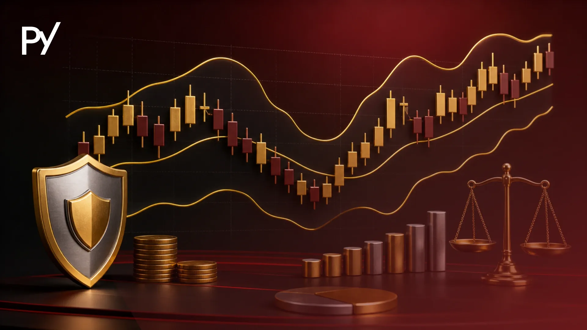 Bollinger Bands forex indicator applied to a currency chart displaying volatility expansion and contraction.
