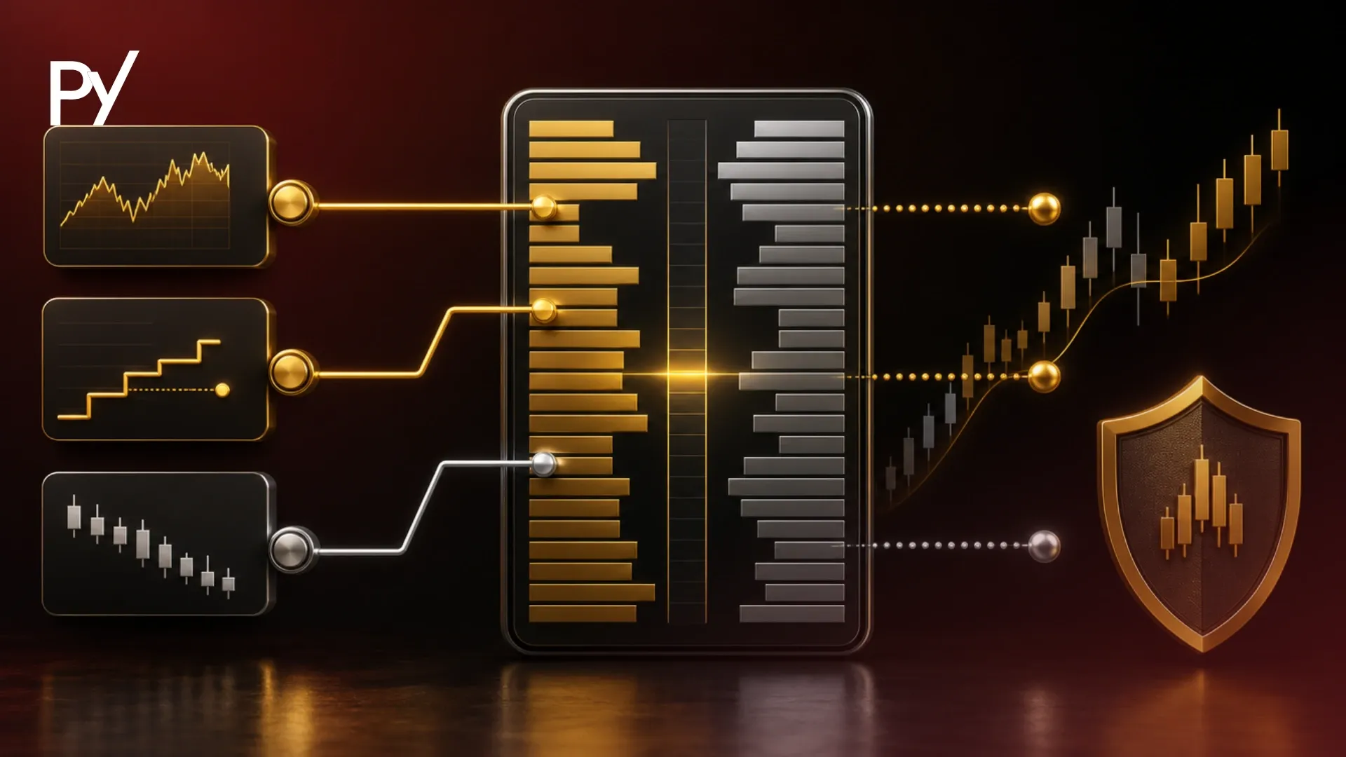 Electronic trading dashboard displaying different order types for funded traders.