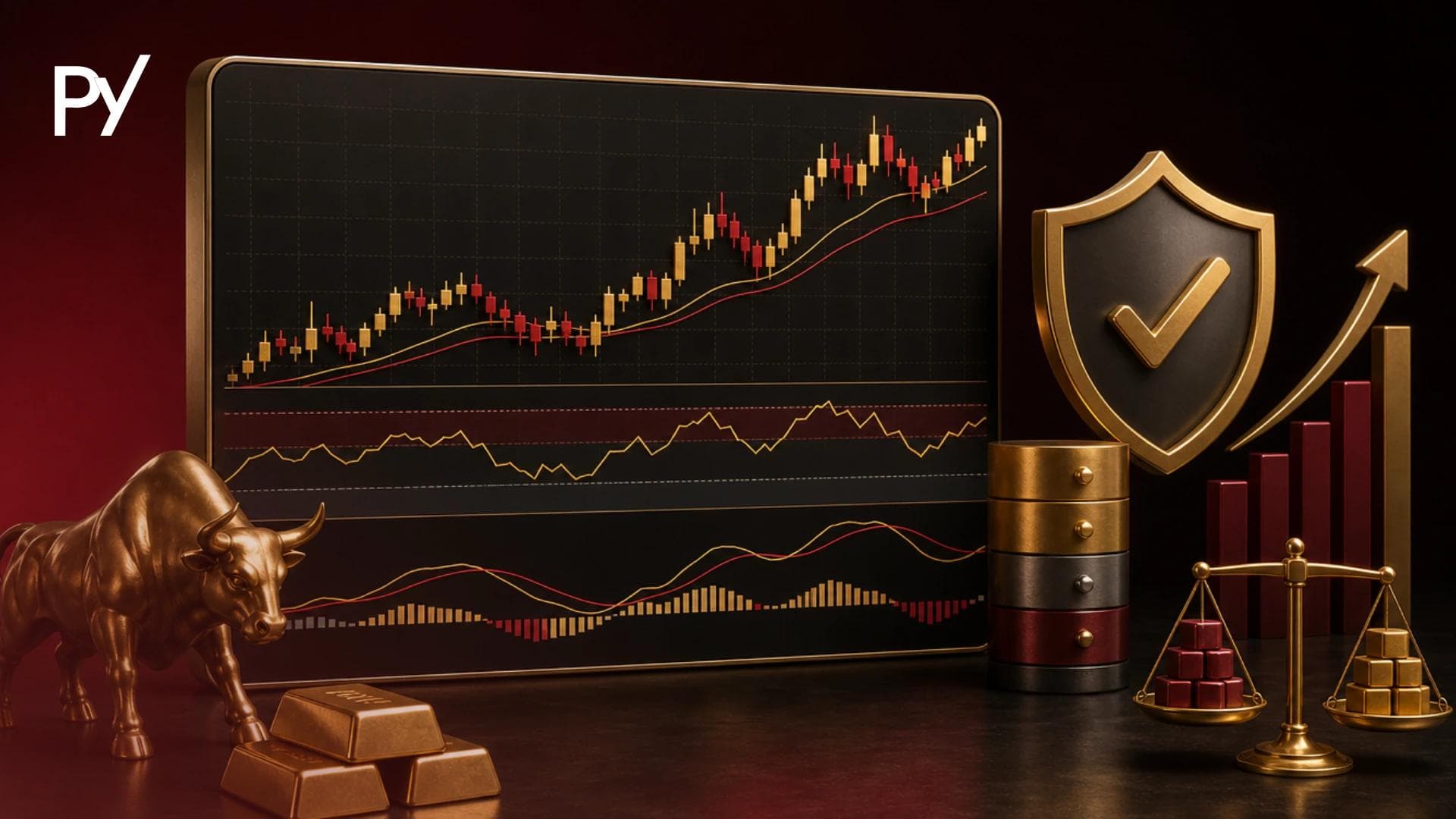 RSI MACD strategy technical indicators displayed on a trading chart interface.
