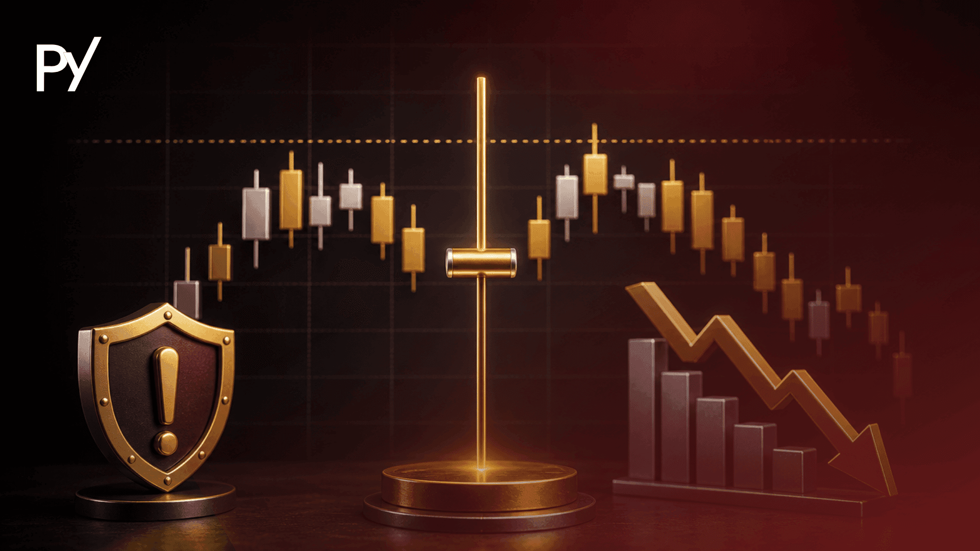 Conceptual cover illustration of a Doji candlestick pattern representing market indecision and risk management.