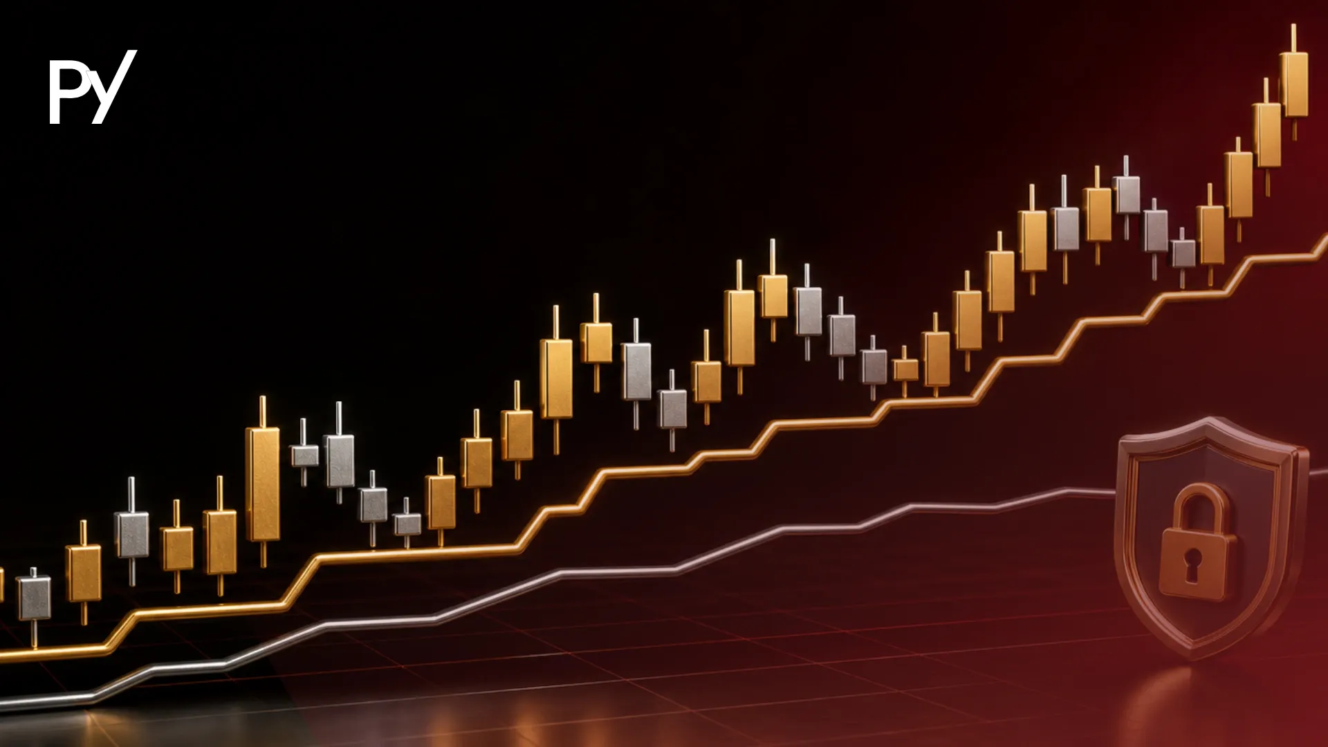 Trailing stop-loss order tracking price movement on a candle trading chart.