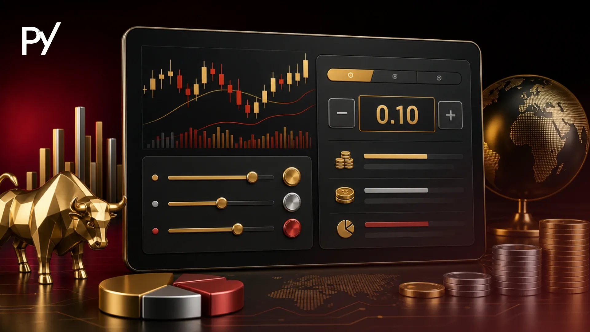 Forex lot size and position sizing interface showing trading volume specifications on a modern chart platform.