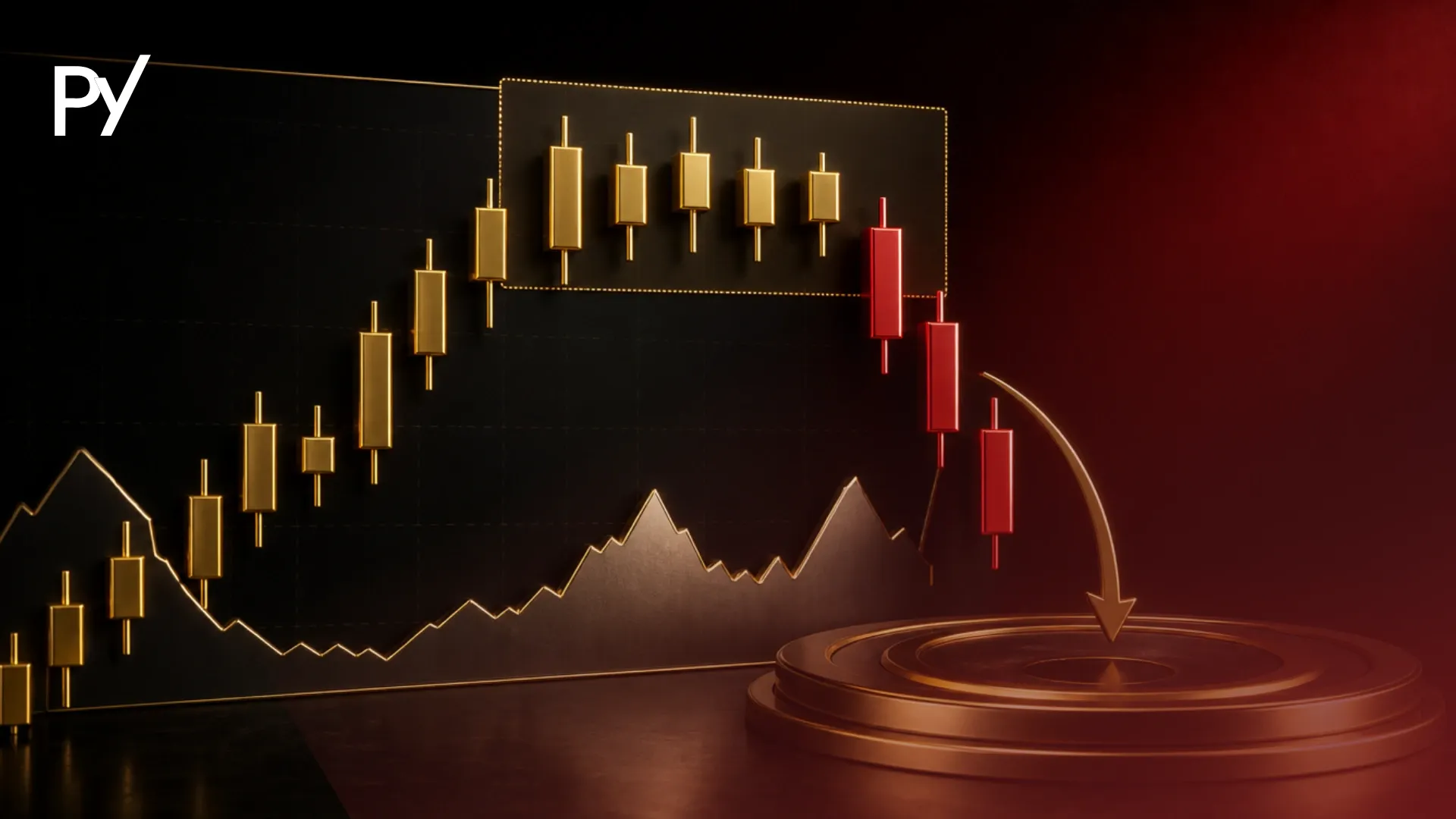Conceptual cover illustration of a Three Black Crows candlestick pattern signaling strong bearish reversal momentum.