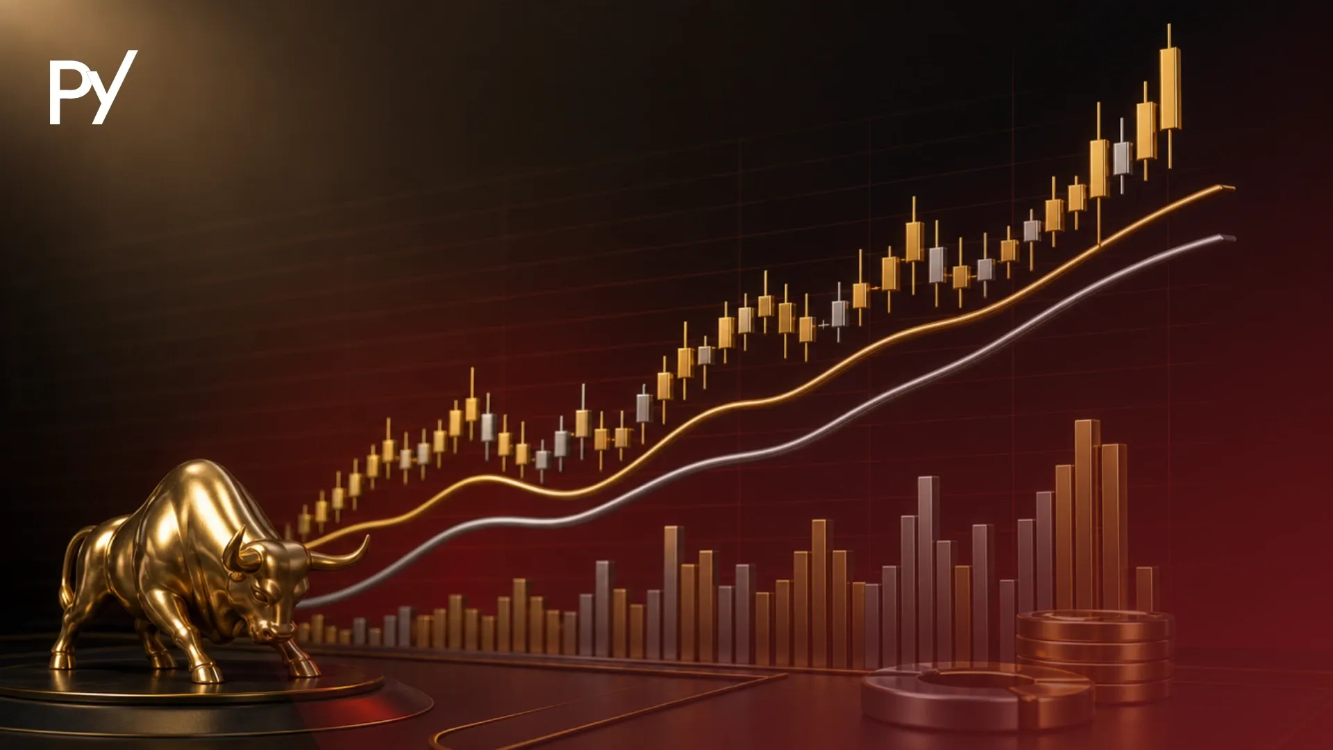 Stock chart with moving average strategy lines tracking dynamic trend direction.