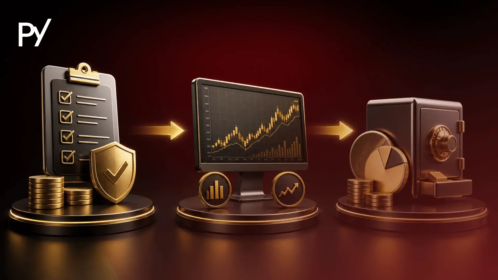 Diagram illustrating how a funded trading account works from evaluation to payout.