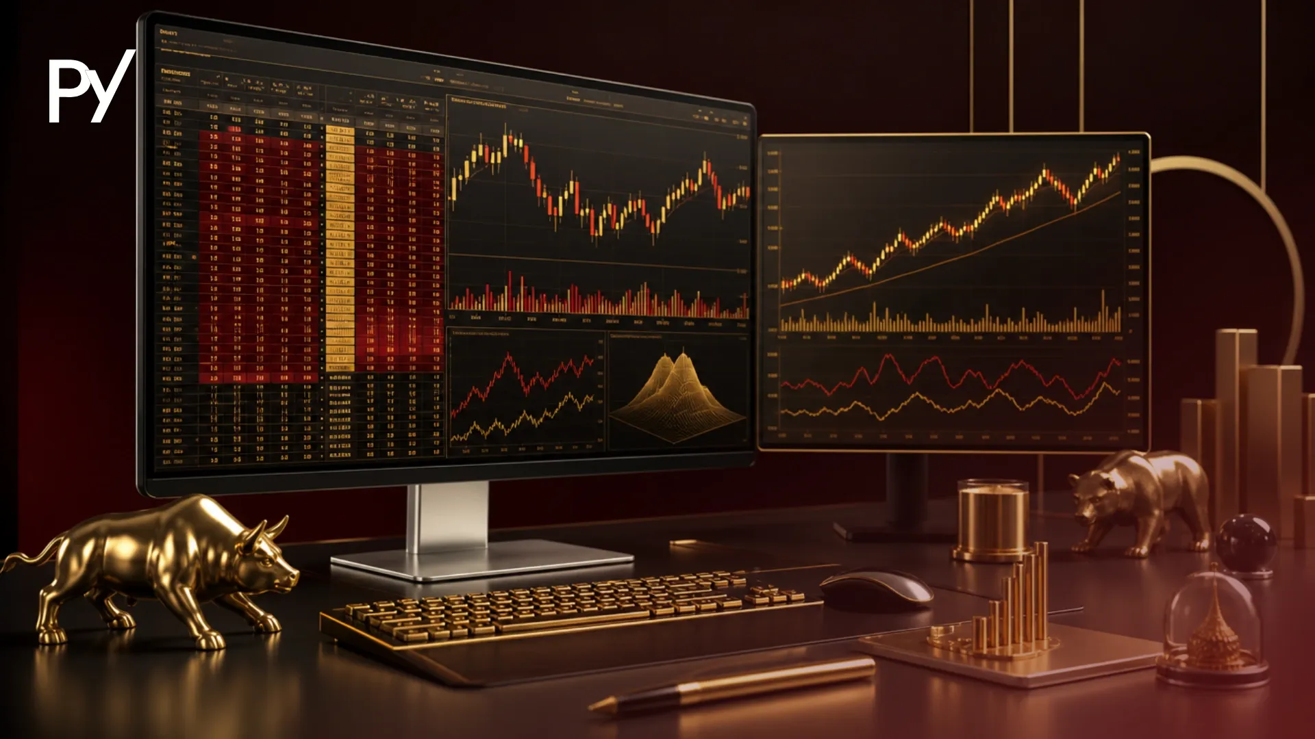 Modern options trading desk setup displaying futures options chain data and risk management charts.