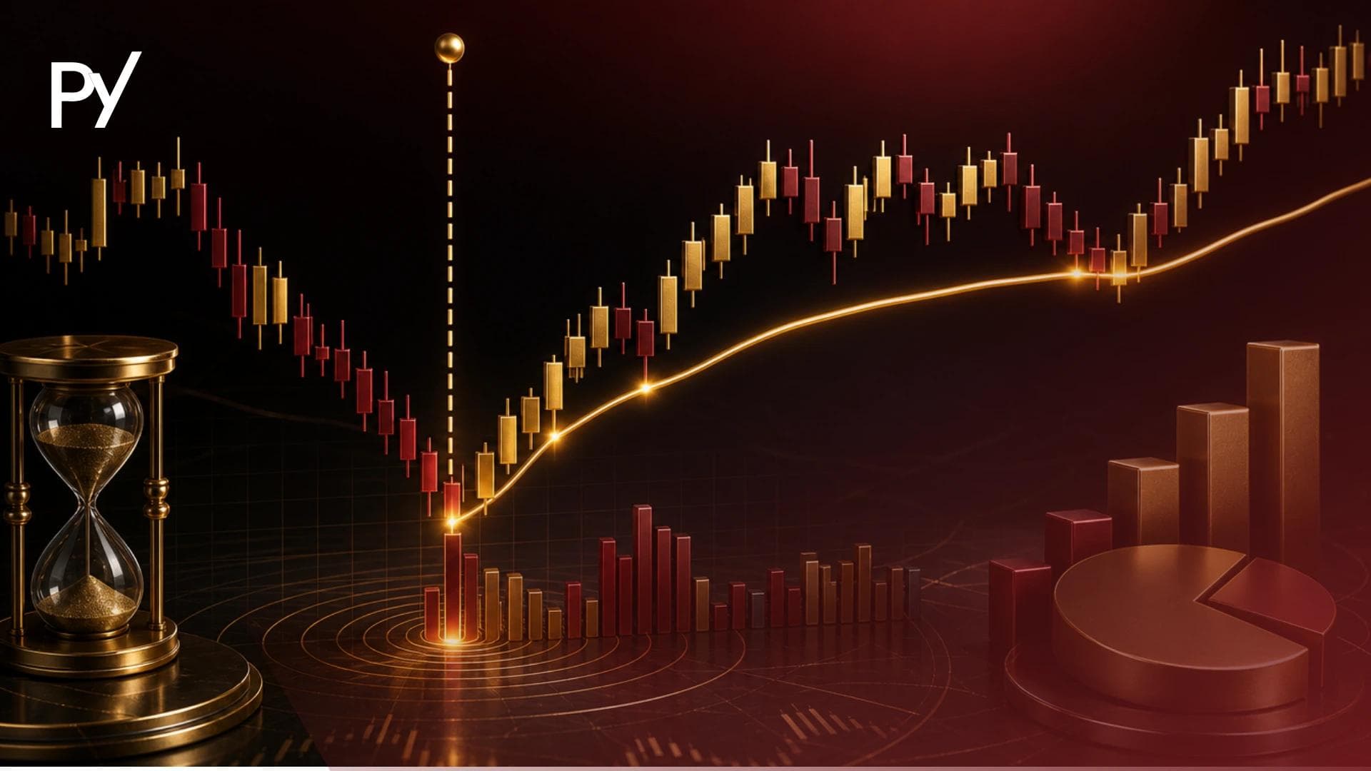 Anchored VWAP indicator plotted from a high-volume event on a multi-asset trading chart.